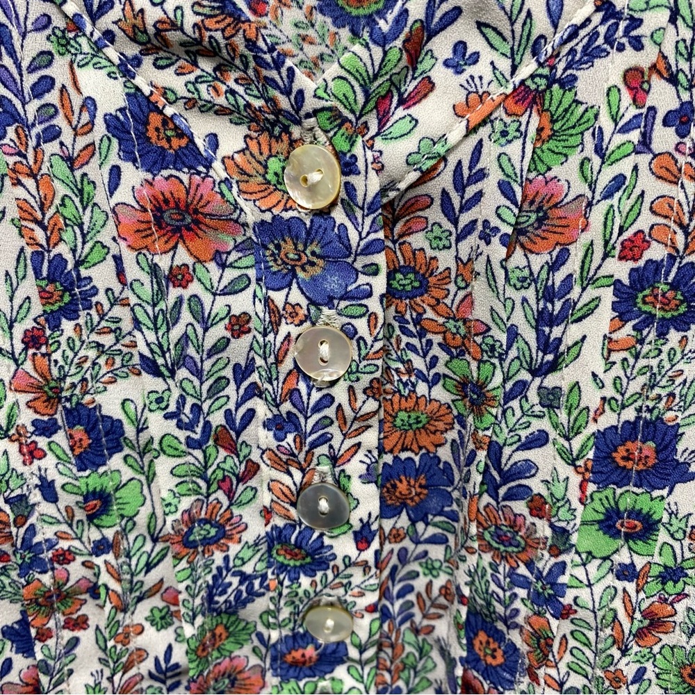 Rose + Olive Cottage Boho‎ Chiffon Floral Tunic Top 2X  Multi V Neck 3/4 Sleeves - Picture 5 of 8